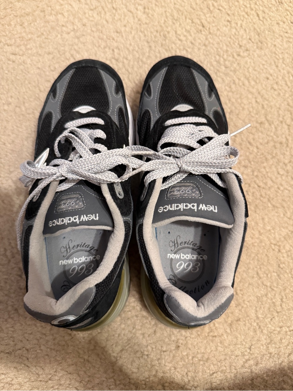 New Balance Black and Gray 993 Athletic Sneakers